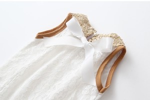 New Fashion Princess Summer Lace Girls Party collare di paillettes abbigliamento <span class=keywords><strong>per</strong></span> bambini abiti eleganti <span class=keywords><strong>per</strong></span> bambini bambini corto senza maniche solido - Product Image 4
