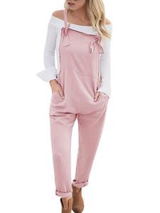 Di Prezzi di fabbrica Casuale Allentato <span class=keywords><strong>Pantaloni</strong></span> Della Bretella per Le Donne Tasca <span class=keywords><strong>Rosa</strong></span> Tute Tute - Product Image 2