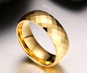 Anillos de Carburo de Tungsteno Facetados de Color Dorado, Baratos, Personalizados, en Existencia, para Mujer, Venta al por Mayor, Dropshipping - Product Image 3