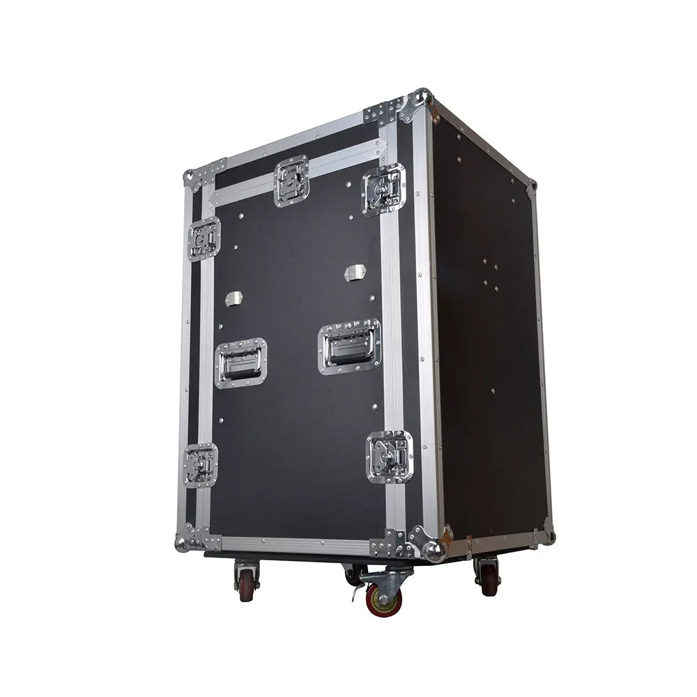 16U OEM/ODM Silver&Black Amp Rack Case with whhels FC3U16