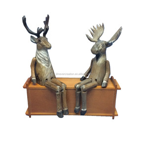 Sculpture en <span class=keywords><strong>bois</strong></span> avec <span class=keywords><strong>cerf</strong></span> et mobiles, décoration pour la maison, animaux domestiques - Product Image 1