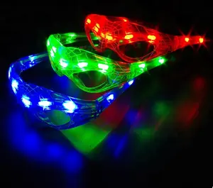 2018 派对发光面具彩色 LED 蜘蛛侠眼镜卡通闪烁眼镜光万圣节装饰圣诞用品玩具