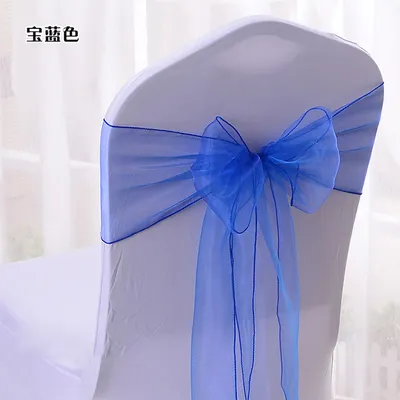 ขายส่ง Tie Bow หิมะ organza งานแต่งงานเก้าอี้ sashes