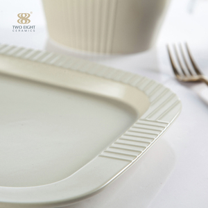 Service de vaisselle d'assiettes d'hôtel, vert mat, bon marché, gris, 100 pièces - Product Image 3