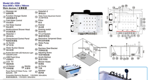 Vasca Idromassaggio in Vetro con Doppio Getto, Luci LED, TV Impermeabile, Vasca Massaggiante per 2 Persone - Product Image 4