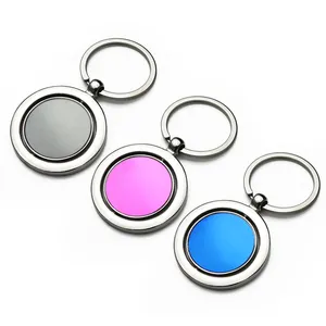 360 - degree rotating metal key chain custom logo round key ring for gifts Swivel round shape metal keychain