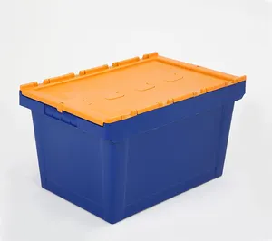Moving Crates Load Plastic HOT Heavy Duty 40KG Solid Box with Foldable Lids BRIGHT BX0666 CN;ZHE 3kgs L545*w370*h320mm 60L