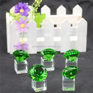 Diamante de cristal decorativo verde con base para regalos de recuerdo