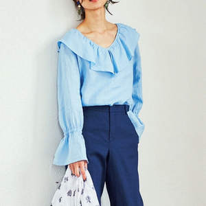 Diseños damas gordas elegante de gran tamaño o collar Asia crepe tops blusa - Product Image 4