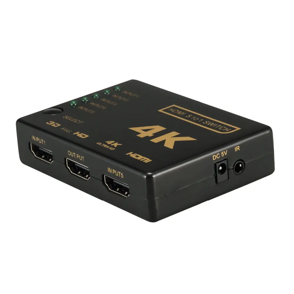 Kualitas Tinggi 3D 4K UHD 5X1 HDMI Switch dengan Remote Control IR