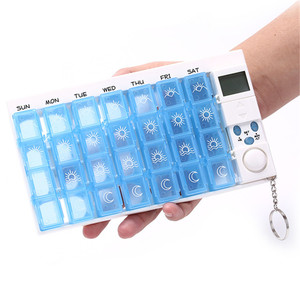 Với Nhắc Nhở Hẹn Giờ LCD Thông Minh Thuốc Dispenser Hàng Tuần Sắp Xếp Gấp Vitamin Hộp Thuốc 28 Tế Bào Hàng Tuần Thông Minh Hộp Thuốc - Product Image 2