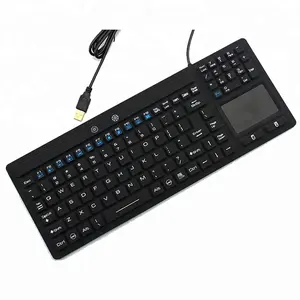 IP68 Keyboard Komputer Backlit Berkabel, Keyboard Komputer Karet Silikon Tahan Air dengan Touchpad