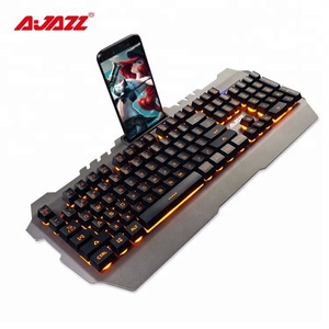 New Design Wired Gaming <strong>Keyboard</strong> 104 <strong>Keys</strong> 19-<strong>key</strong> Anti-ghosting Waterproof Metal Panel Backlit <strong>Keyboard</strong> With Phone Holder - Product Image 1