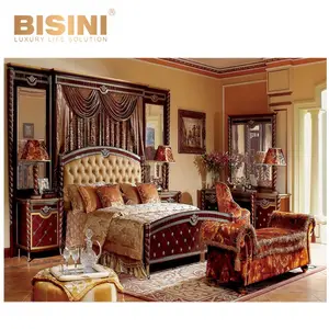 Последняя дворец китайский стиль старинное серебро листать Королевский двуспальная кровать для спальни мебельный комплект BF05-0825