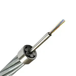 De fibra óptica compuesto de alambre de tierra Cable OPGW central Al-cubierta de tubo de acero 24 de núcleo de opgw con pbt Suelto tubo
