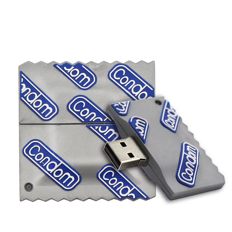Cor personalizada de alta qualidade 2Gb 4Gb USB Stick preservativo feito em forma de borracha de silicone de alta velocidade 32G estoque usado disponível