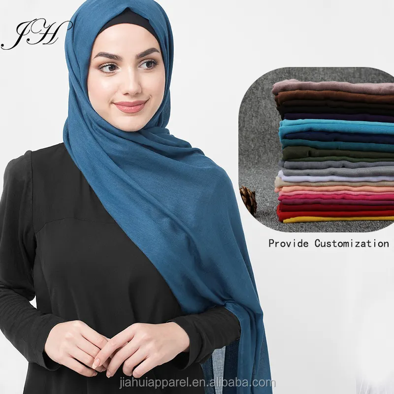 Voile en viscose pour femmes, longue écharpe, couleur unie, hijab, tendance arabe, en Stock