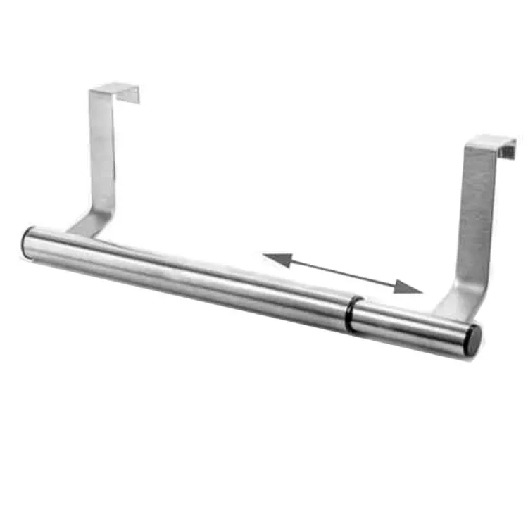 Modern Stainless Steel Over-the-Door Extendable Rack for Kitchen or Bathroom Cloth & Clothing Hook Towel Rail Holder