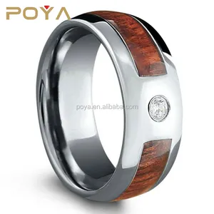 POYA ювелирные изделия, деревянное бриллиантовое кольцо, изготовленное из карбида вольфрама, оригинальное бриллиантовое обручальное кольцо 0,02 карата