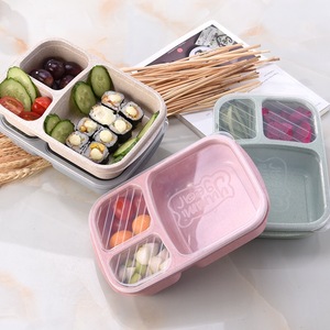 Kids Kids Bento Lunch Box Wholesale Price Colorful Wheat Straw Flat Lunch Box Cute Lunch Box Bento Lunch Box Kids