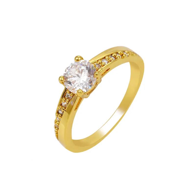 R042603 xuping 24 천개 솔리드 골드 반지 웨딩 약혼 반지 다이아몬드