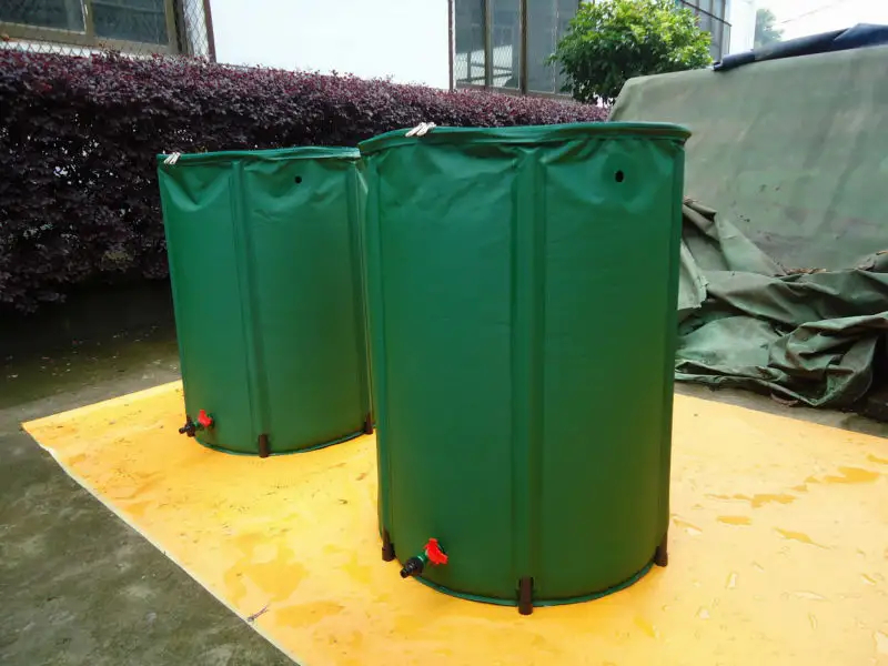 Tela incatramata del PVC pieghevole pioggia barile per la raccolta acqua capacità massima 1450l