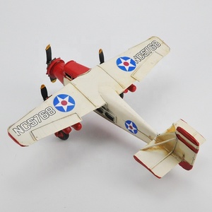Modèle d'<span class=keywords><strong>avion</strong></span> vintage artisanal en métal de 33 cm, modèle d'<span class=keywords><strong>avion</strong></span> à l'échelle, biplan, décoration d'intérieur, articles d'ameublement - Product Image 2