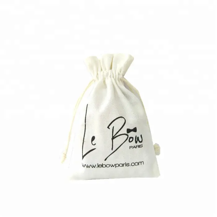 Wholesale white drawstring cotton gift pouch cotton bag with logo