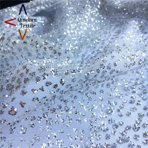 Wholesale fancy grey sequins tulle fabric for wedding dress