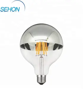 G125 LED-Lampe 60 Watt Äquivalente E26-basierte LED-Glühlampe mit Spiegel Half Chrome Silver Globe Shape Bulb Energy Saving