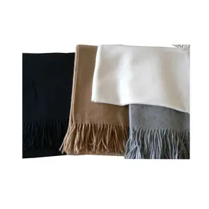 50CB45 100%Cashmere Lamb Brushed WhiteThrow With Fringe