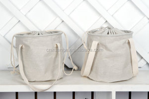 Nuevo bolso de compras de algodón de lona de color sólido ecológico impreso personalizado bolsa de compras de lona con cordón - Product Image 3