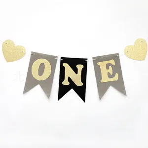 Glitter 'one' Banner for Birthday, Anniversary and Photo Prop Highchair Banner Birthday Party Decorations One Highchair Banner
