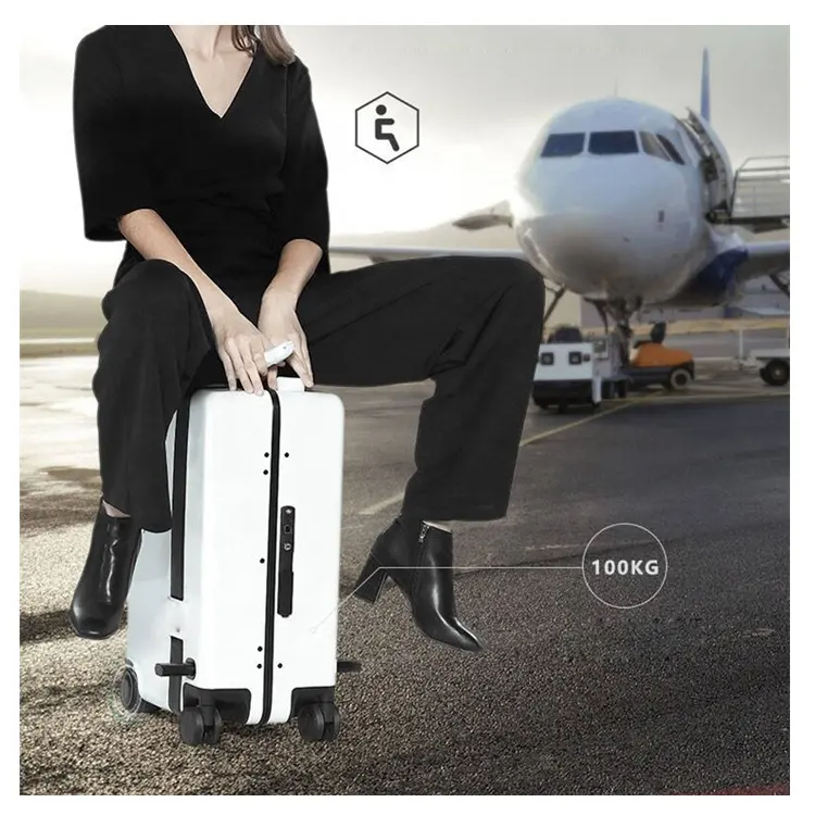 PC Hard Travel Trolley Suitcases Scooter Smart Fingerprint Lock USB Charging Board intelligentize Follow Luggage