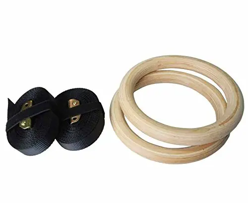 fitness crossfit equipment wooden gymnastic rings with gym ring straps from 4m-6m