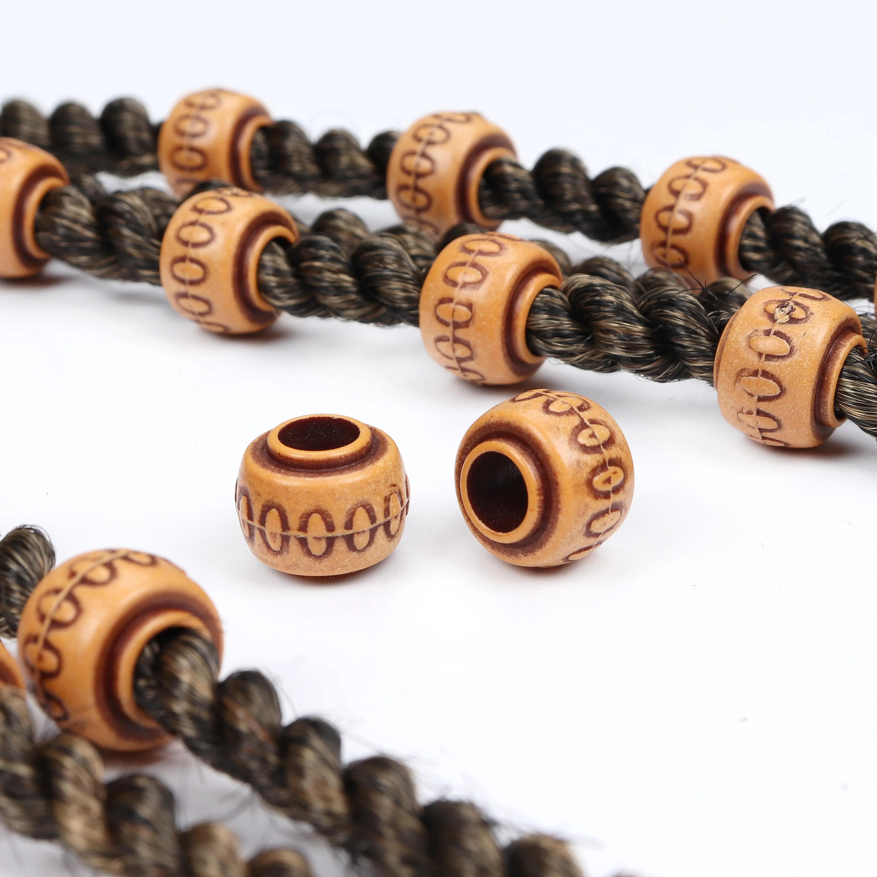 Großhandel 1PC Loc Schmuck Kunststoff Holz Dread lock Haar perlen für Braid Hair Decoration