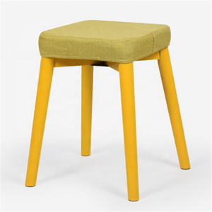 Tabourets de salle à manger en <span class=keywords><strong>bois</strong></span> de hêtre Tabouret de coiffeuse en <span class=keywords><strong>bois</strong></span> avec coussin en tissu amovible Tabouret en <span class=keywords><strong>bois</strong></span> rembourré à 4 pieds pour l'école à la maison - Product Image 2