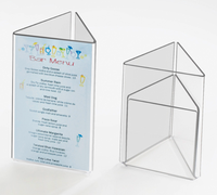 Support de table triangulaire moderne, amovible, écologique, en acrylique transparent, pré-assemblé, pour affichage de menu
