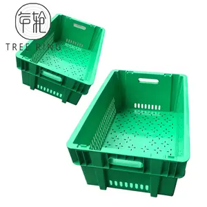 Green Color New PP Material Stack Nest Food Grade Plastic Crates For Seafood ,Euro size 600*400*300