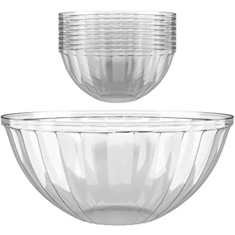 라운드 일회용 서빙 그릇 스낵 그릇 파티 용 투명 플라스틱 서빙 그릇