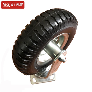 Heavy Duty Industrial Steel Plate Swivel And Fixed Roller Casters 8 zoll Rubber Pneumatic Rigid Wheels - Product Image 5
