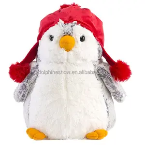 创意宝贝企鹅毛绒软玩具与红帽批发便宜的孩子填充唱歌毛绒企鹅