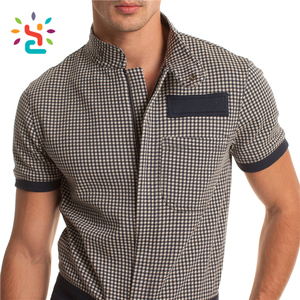 Combinaison à fermeture éclair pour homme en tissu écossais, confortable, à manches courtes, avec poche personnalisée, <span class=keywords><strong>salopette</strong></span> d'été - Product Image 3