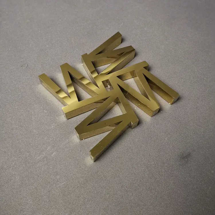 3D In Acciaio Inox Logo Decorativo In Metallo Personalizzati Lettere di Scanalatura Specchio Oro Lettere Segno