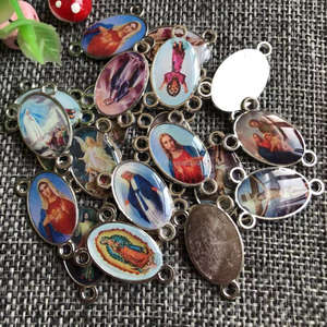 مختلف الكاثوليكية أيقونة سحر 3 ثقوب البيضاوي سبائك مركز المسبحة الدينية موصلات المركزية - Product Image 5