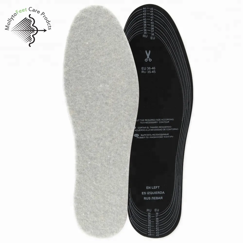 Replacement Insoles Deep Autumn Winter Spring Natural Warm Wool And Latex Foam Anti-slip Shoe Insoles For Work Boot Shoes All Seasons