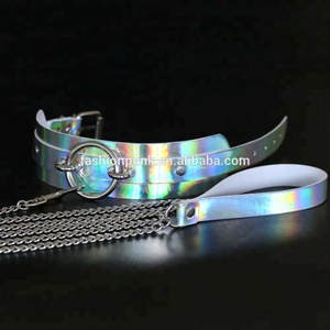 Los hombres <span class=keywords><strong>de</strong></span> las mujeres Sexy juguetes mascotas perro esclavos <span class=keywords><strong>de</strong></span> Metal cuerda Collar <span class=keywords><strong>de</strong></span> gargantilla <span class=keywords><strong>de</strong></span> láser <span class=keywords><strong>de</strong></span> cuero <span class=keywords><strong>de</strong></span> la pu Collar holográfica Chocker - Product Image 5