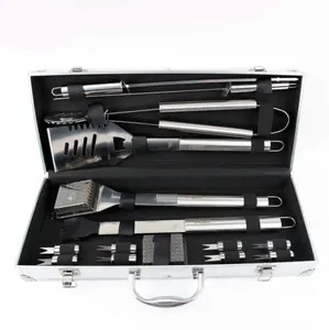 Hot Selling BBQ Tool Kit BBQ-33 Metal with Heat Resistance and Chrome Plating Includes Aluminum Storage Case