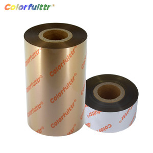 Nastro per stampante a trasferimento termico in resina metallizzata e opaca color oro 110mm * 300m - Product Image 5