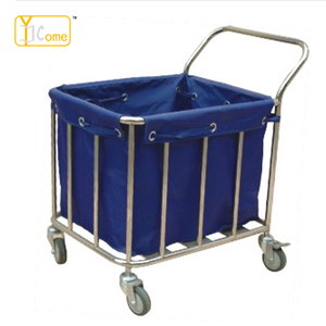 YK-K029 Troli Rias Besi Tahan Karat, Keranjang Troli Linen Rumah Sakit Hotel Bentuk Persegi Bingkai X Pembersih Lipat - Product Image 5